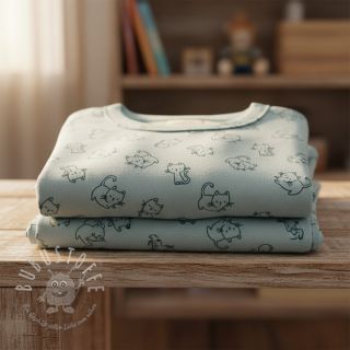 Baumwollstoff FLANNEL Cats mint