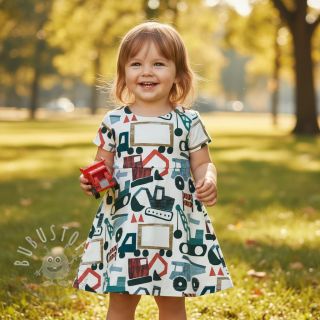 Baumwollstoff Vehicles off white digital print