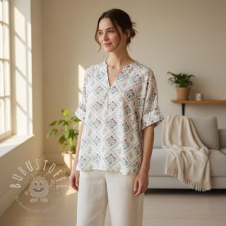 Baumwollstoff Flowers Tara off white design A digital print