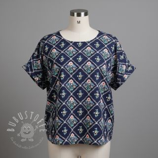 Baumwollstoff Flowers Tara navy design A digital print