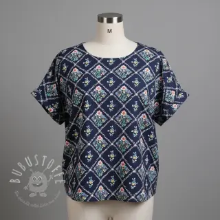 Baumwollstoff Flowers Tara navy design A digital print