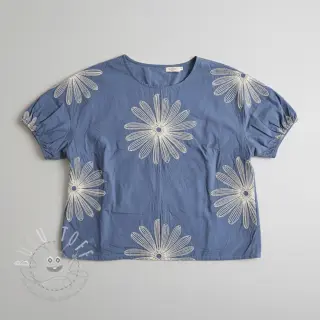 Baumwollstoff EMBROIDERY Flowie jeans