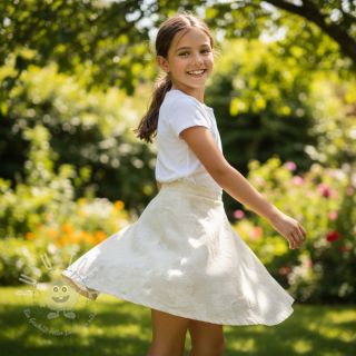 Baumwollstoff mit Leinen JACQUARD Flowers natural