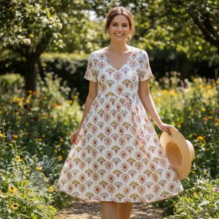 Baumwollstoff Motif off white digital print