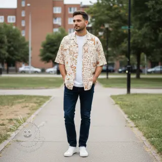 Baumwollstoff Boho off white