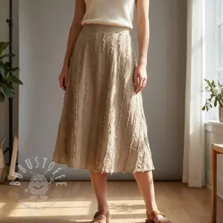 Baumwollstoff mit Leinen Vintage Fringe Stripe naturals