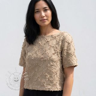 Baumwollstoff mit Leinen Vintage Fringe Diamonds naturals