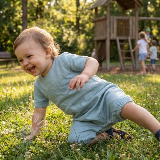 Baumwollstoff mit Leinen PREMIUM ocean blue