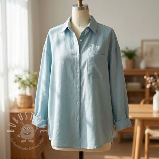 Baumwollstoff mit Leinen PREMIUM ocean blue