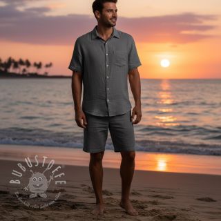 Baumwollstoff mit Leinen PREMIUM dark grey