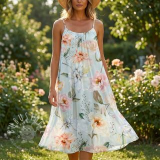 Baumwollstoff SATIN Oahu green digital print