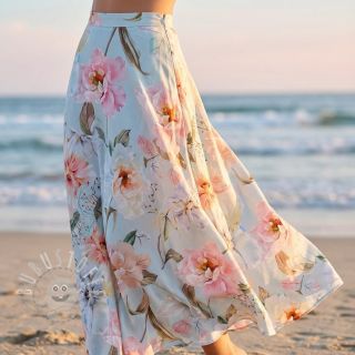 Baumwollstoff SATIN Oahu green digital print