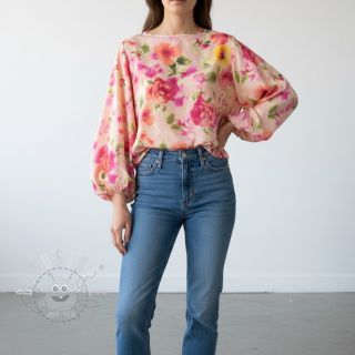 Baumwollstoff SATIN Kauai pink digital print