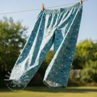 Baumwollstoff Love light petrol