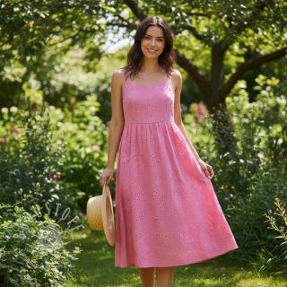 Baumwollstoff VOILE EMBROIDERY Vintage fuchsia