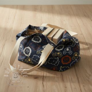 Baumwollstoff Safari animals navy