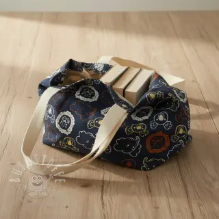 Baumwollstoff Safari animals navy