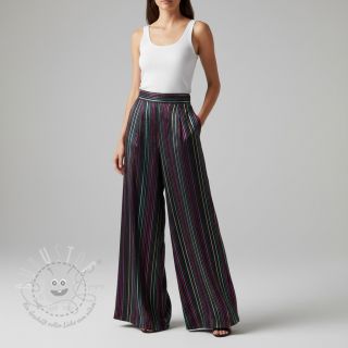 Baumwollstoff LUREX stripes navy