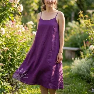 Baumwollstoff mit Leinen purple