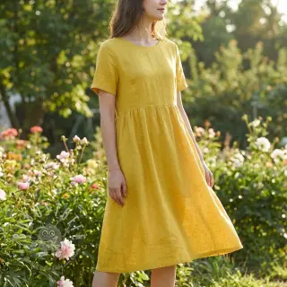 Baumwollstoff mit Leinen ochre
