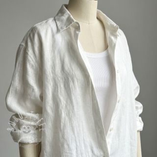 Baumwollstoff mit Leinen off white