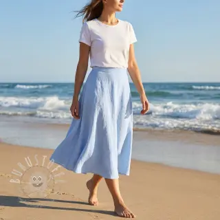 Baumwollstoff mit Leinen light blue