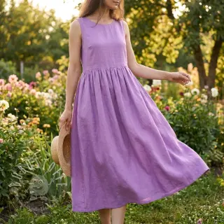 Baumwollstoff mit Leinen dark lilac