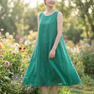 Baumwollstoff mit Leinen apple green