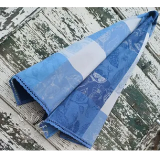 Dekostoff FRENCH TABLE CLOTH JACQUARD Cabosse allover indigo
