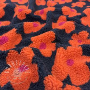 Mantelstoff TEDDY JACQUARD Flowers navy