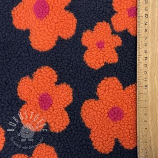 Mantelstoff TEDDY JACQUARD Flowers navy