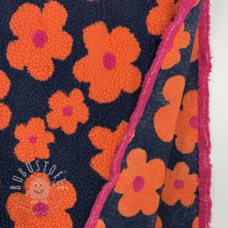 Mantelstoff TEDDY JACQUARD Flowers navy