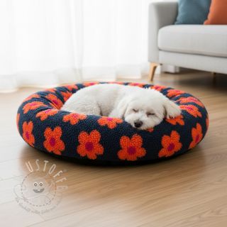 Mantelstoff TEDDY JACQUARD Flowers navy