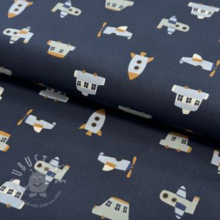 Baumwollstoff Vehicles navy
