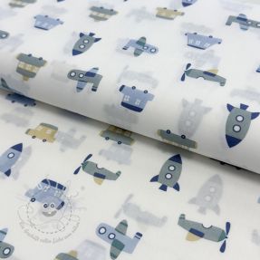 Baumwollstoff Vehicles white