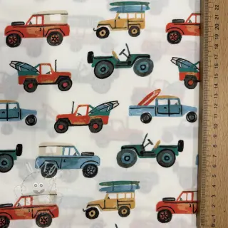 Baumwollstoff Cars white digital print