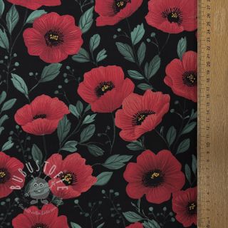 Baumwollstoff Poppy black digital print
