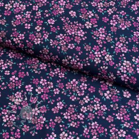 Baumwollstoff Simie flowers navy digital print