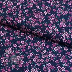 Baumwollstoff Simie flowers navy digital print