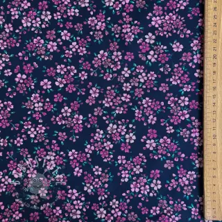 Baumwollstoff Simie flowers navy digital print