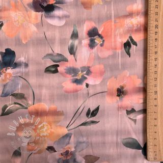 Baumwollstoff SATIN Penny flower peach digital print