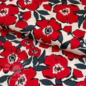 Baumwollstoff SATIN Flower Kala offwhite