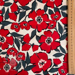 Baumwollstoff SATIN Flower Kala offwhite