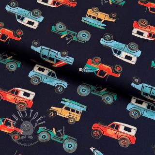 Baumwollstoff Cars navy digital print
