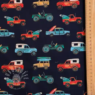 Baumwollstoff Cars navy digital print