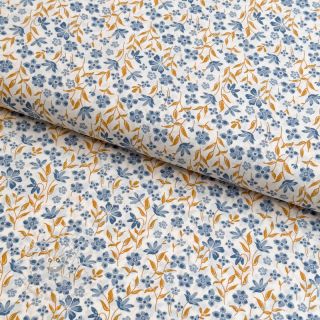 Baumwollstoff Fine flowers blue