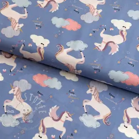 Baumwollstoff Unicorns love blue