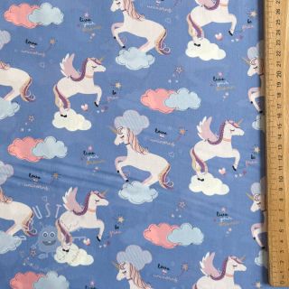 Baumwollstoff Unicorns love blue