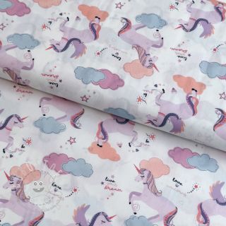 Baumwollstoff Unicorns love white