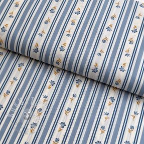 Baumwollstoff Fine flowers STRIPE blue